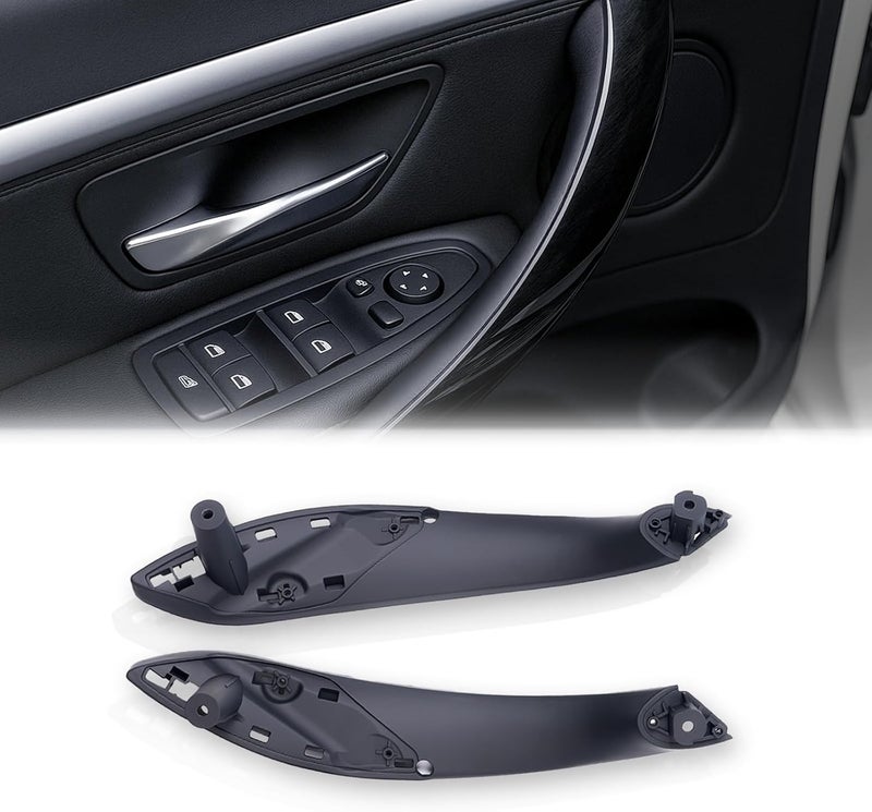 iCarPro 2PCS Door Handles Replacement for BMW 3 Series F30 4 Series F32 F80 F82 Inner Door Pull Strap Armrest Bracket Handle Kit Interior Trim for BMW 2013-2018 320 328 330 335 2014-2019 428 435 (Black) - Image 1